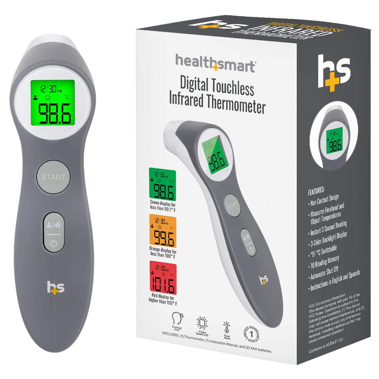 Healthsmart non contact instant read infrared digital forehead thermometer